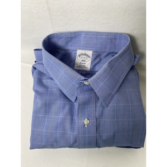 Brooks Brothers 1818 Mens Regent Fit Non Iron Dress Shirt Size 17 2/3 Blue EUC - Picture 14 of 16